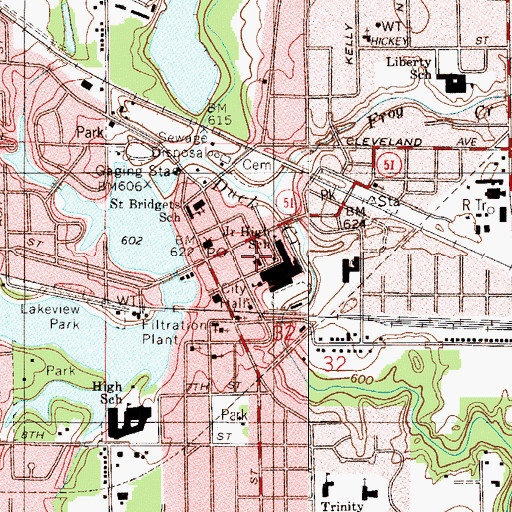 Topographic Map of First United Methodist Church, IN