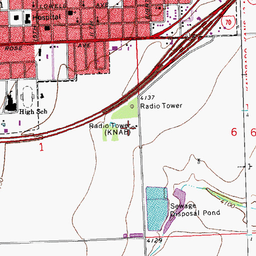 Topographic Map of KNAB-FM (Burlington), CO