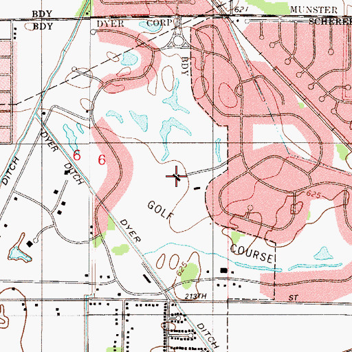 Topographic Map of Briar Ridge Country Club, IN