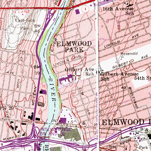 Topographic Map of Elmwood Park Middle School, NJ