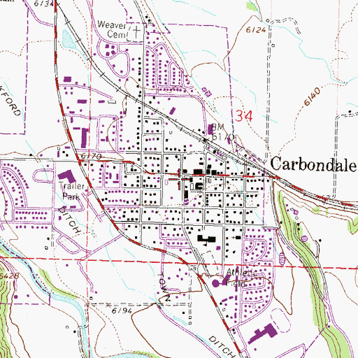Topographic Map of KDNK-FM (Carbondale), CO