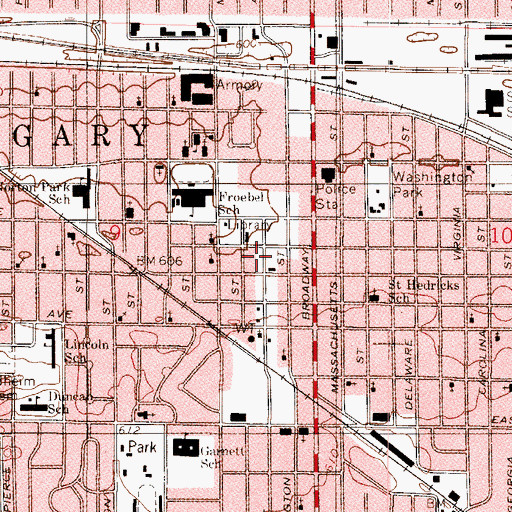 Topographic Map of Gary Fire Department Station 2, IN