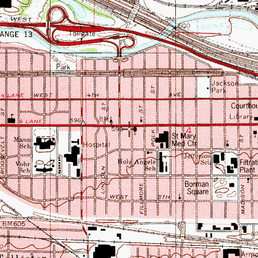 Topographic Map of Gary Fire Department Station 6, IN