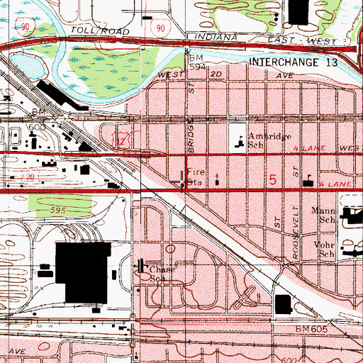 Topographic Map of Gary Fire Department Station 8, IN