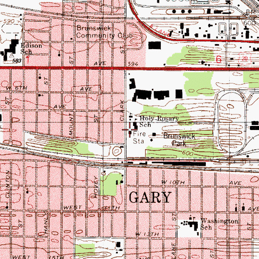 Topographic Map of Gary Fire Department Station 9, IN