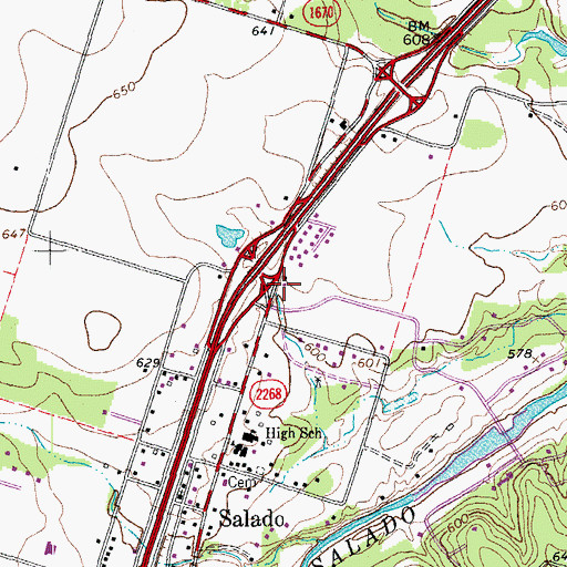 Topographic Map of Salado Public Library, TX