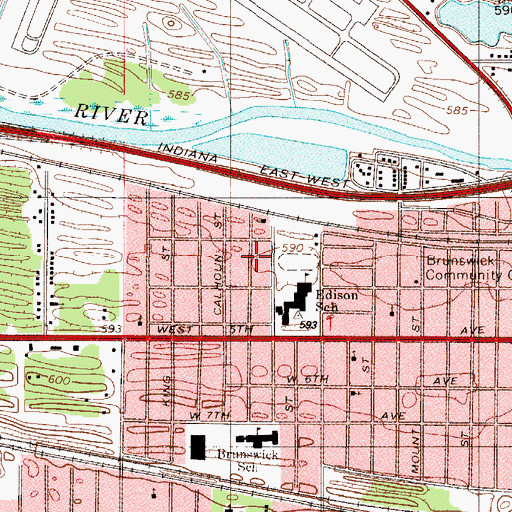 Topographic Map of Berean Fellowship Baptist Church, IN