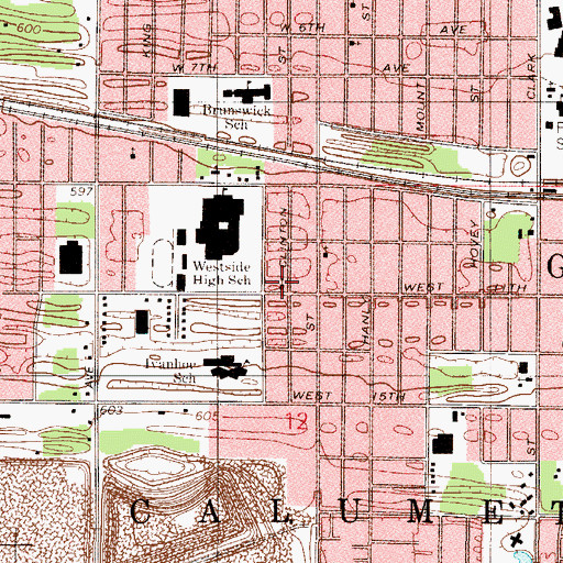 Topographic Map of New Fellowship Missionary Baptist Church, IN