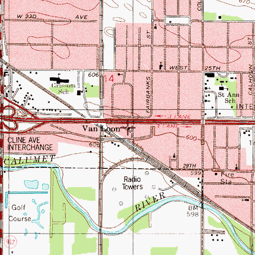 Topographic Map of Pentacostal Church of God, IN