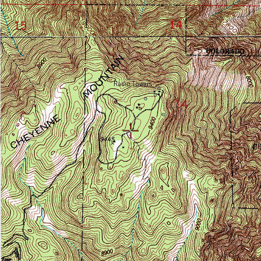Topographic Map of KKFM-FM (Colorado Springs), CO