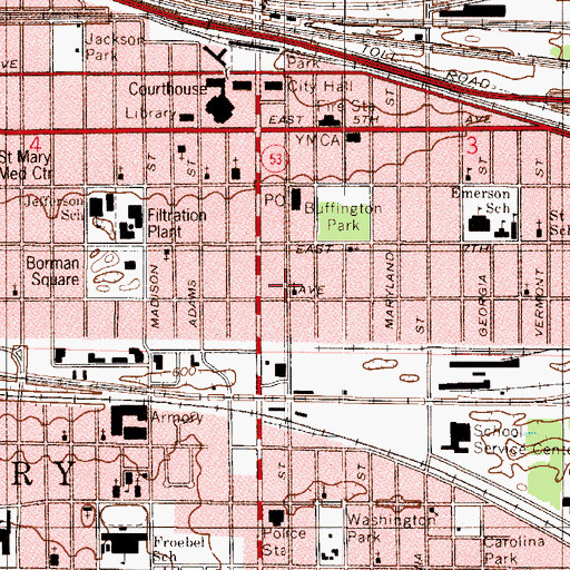 Topographic Map of Abyssinian Missionary Baptist Church, IN