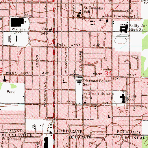 Topographic Map of Bible Way Church of God, IN