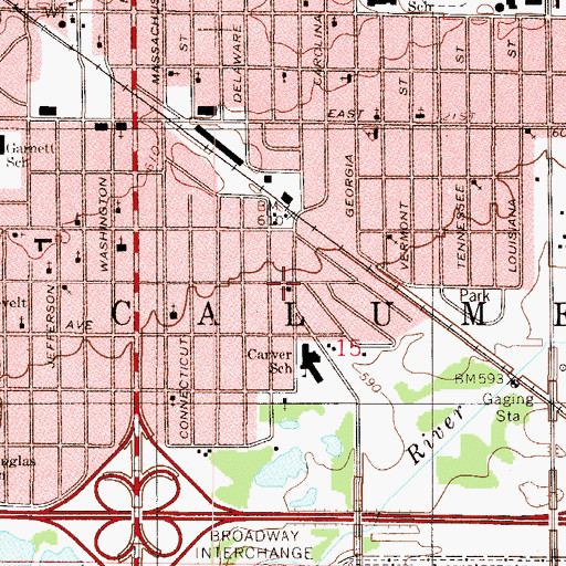 Topographic Map of Calvary Institutional Baptist Church, IN