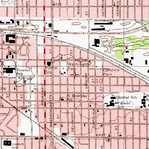 Topographic Map of Delaney Memorial United Methodist Church, IN