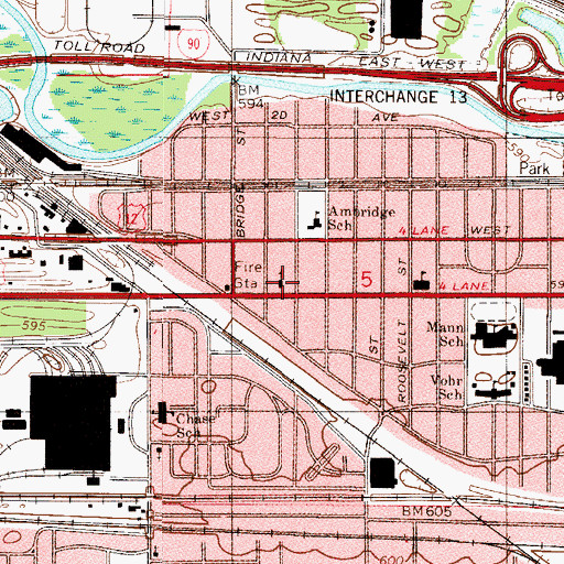 Topographic Map of Fifth Avenue United Methodist Church, IN