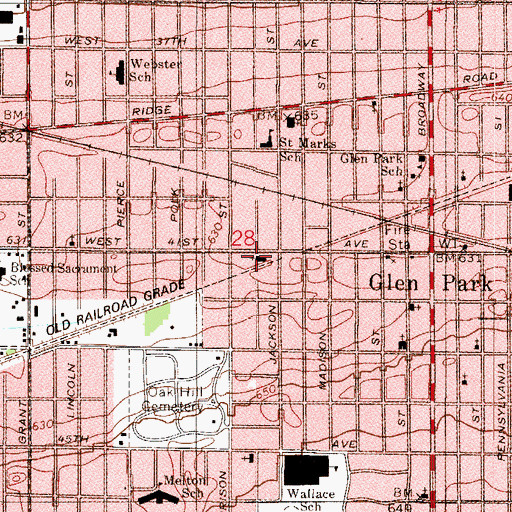 Topographic Map of First Tabernacle Baptist Church, IN