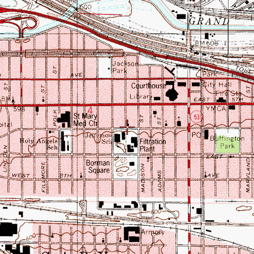 Topographic Map of First United Presbyterian Church, IN