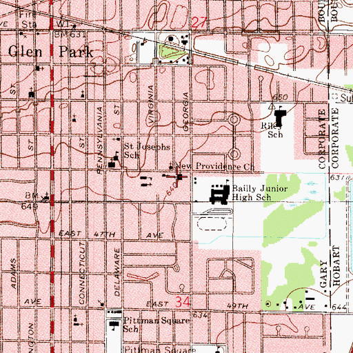 Topographic Map of Freeman Temple Church of God in Christ, IN
