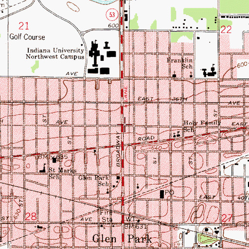 Topographic Map of Gary Christian Center, IN