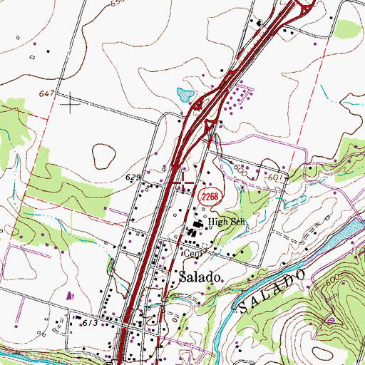 Topographic Map of Salado Post Office, TX