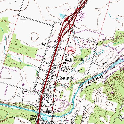 Topographic Map of Salado Civic Center, TX