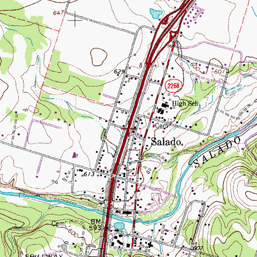 Topographic Map of Solado Police Department, TX