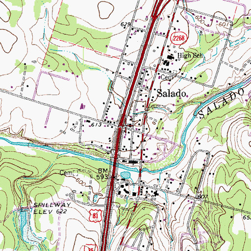 Topographic Map of United Methodist Church of Salado, TX