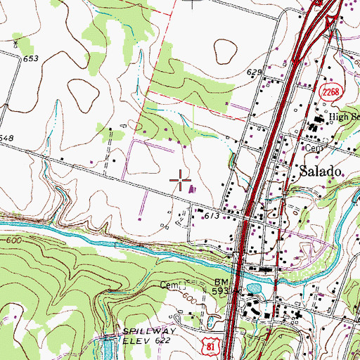 Topographic Map of Salado Intermediate School, TX