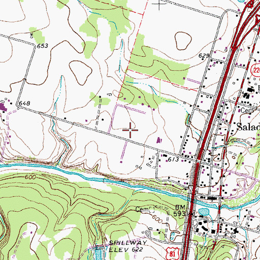 Topographic Map of Salado High School, TX