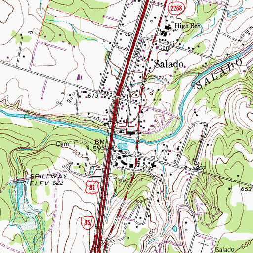 Topographic Map of First Baptist Church, TX