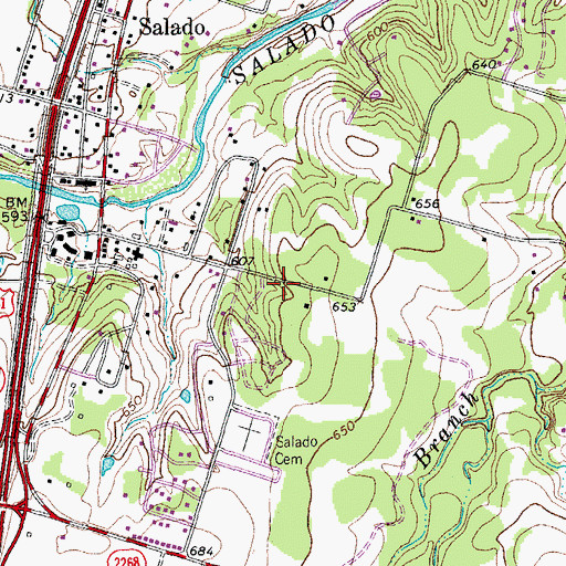 Topographic Map of Salado Water Tower, TX