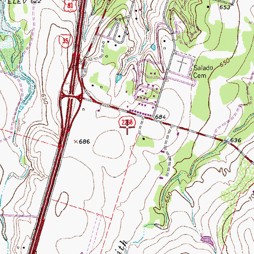 Topographic Map of Saint Stephens Catholic Church, TX