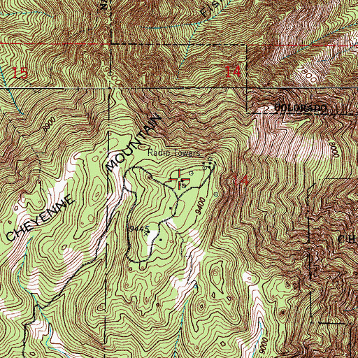 Topographic Map of KRCC-FM (Colorado Springs), CO