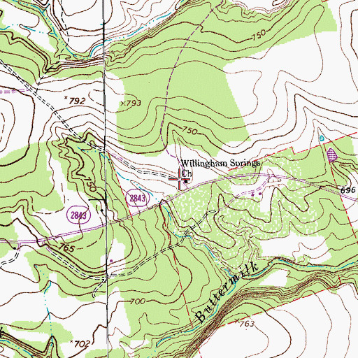 Topographic Map of Wilmingham Springs Baptist Church, TX