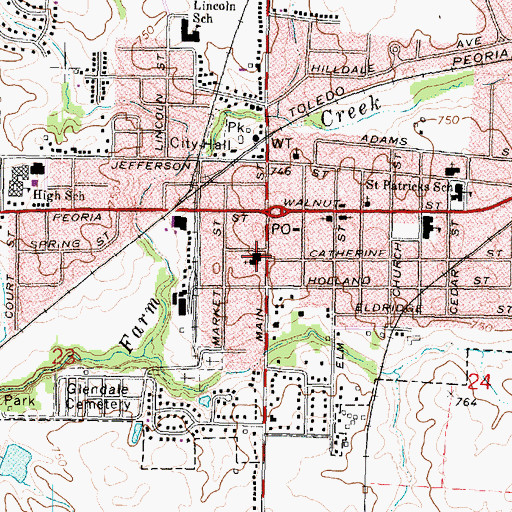 Topographic Map of Saint Marks Church, IL