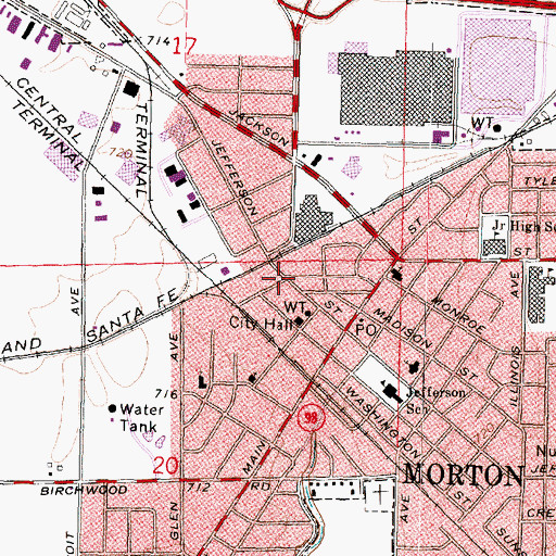 Topographic Map of Morton Township Hall, IL