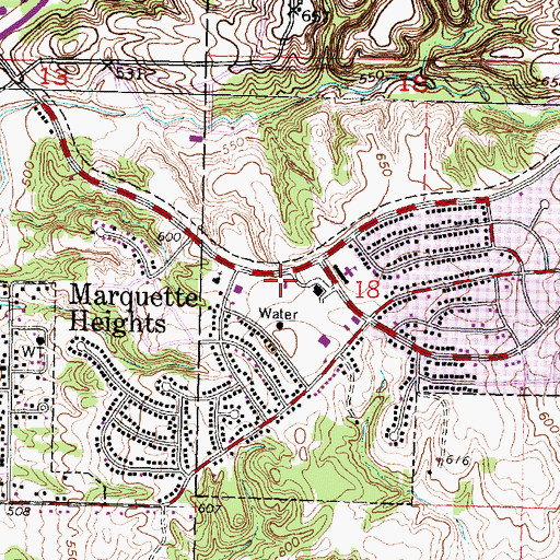 Topographic Map of First Baptist Church, IL