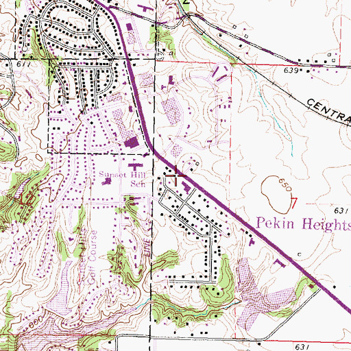 Topographic Map of Pekin Fire Department, IL