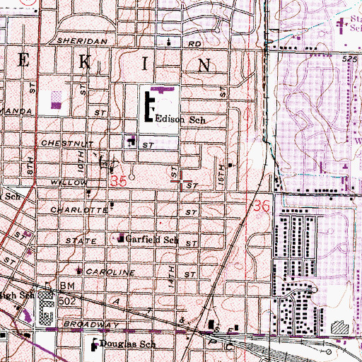 Topographic Map of Pekin Fire Department Station 2, IL