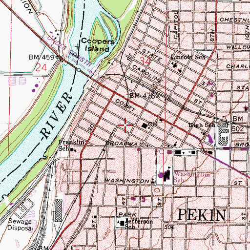 Topographic Map of Tazewell County Sheriff's Office, IL
