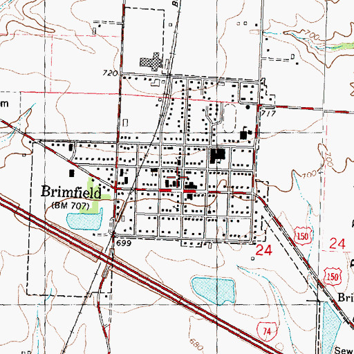 Topographic Map of Brimfield Post Office, IL