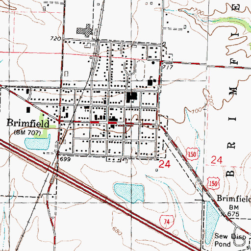 Topographic Map of Brimfield Community Fire Protection District Station 1, IL