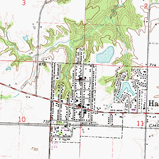 Topographic Map of Hanna City Elementary School, IL