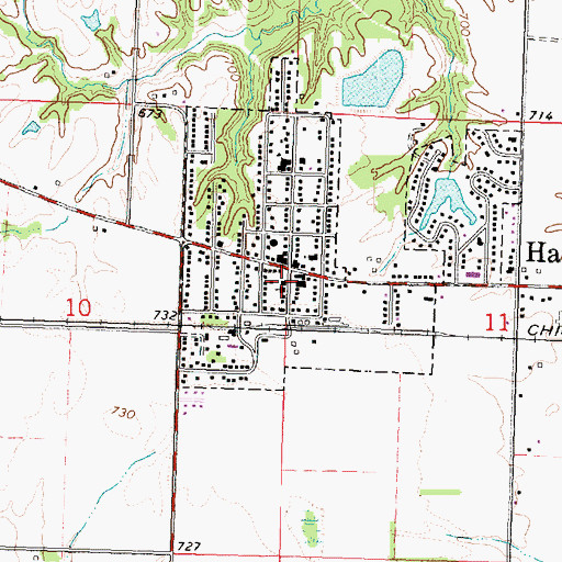 Topographic Map of Hanna City Post Office, IL