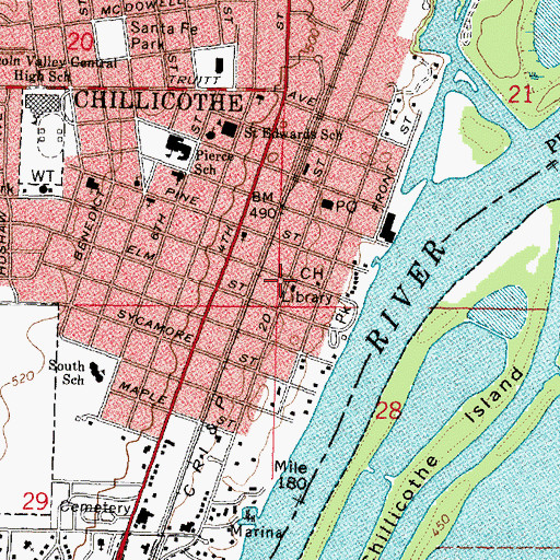 Topographic Map of Chillicothe Police Department, IL