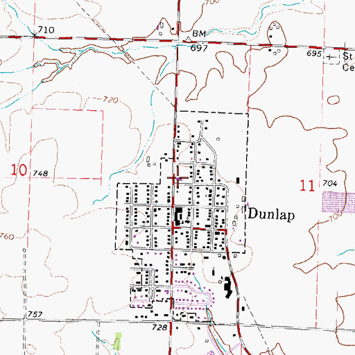 Topographic Map of Dunlap Fire Department, IL