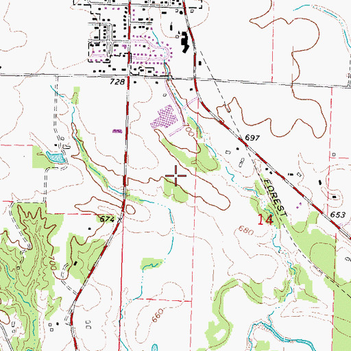 Topographic Map of Dunlap Middle School, IL