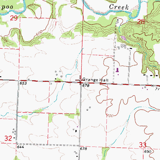 Topographic Map of Radnor Grange Hall, IL