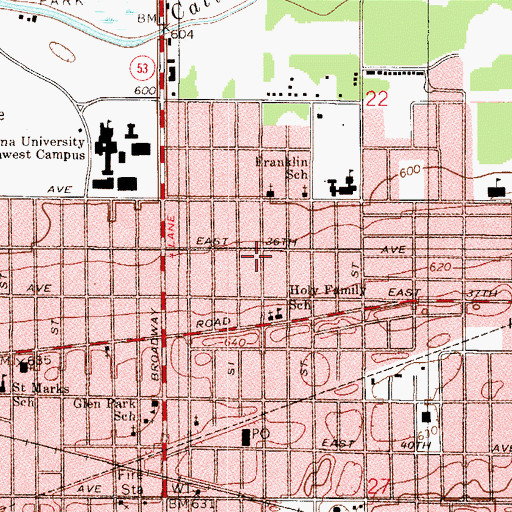 Topographic Map of Greater Cannan Baptist Church, IN
