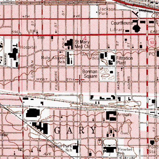 Topographic Map of Holy Bethel Missionary Baptist Church, IN